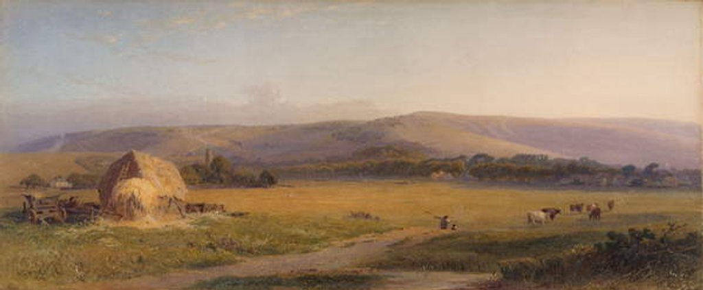 Detail of South Downs Pastures, 1867 by Henry George Hine