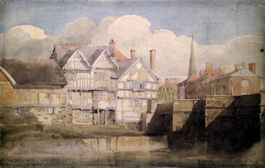 Detail of Old Houses and Wye Bridge, Hereford, 1820 by David Cox
