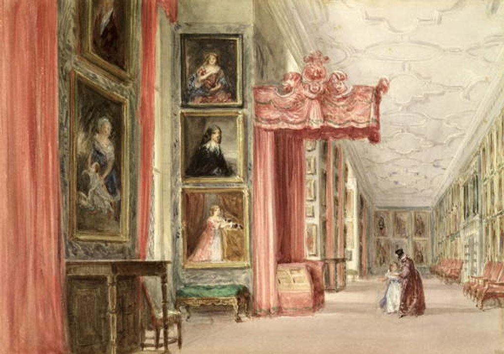 Detail of Interior of the Long Gallery, Hardwick Hall, Derbyshire, 1838 by David Cox