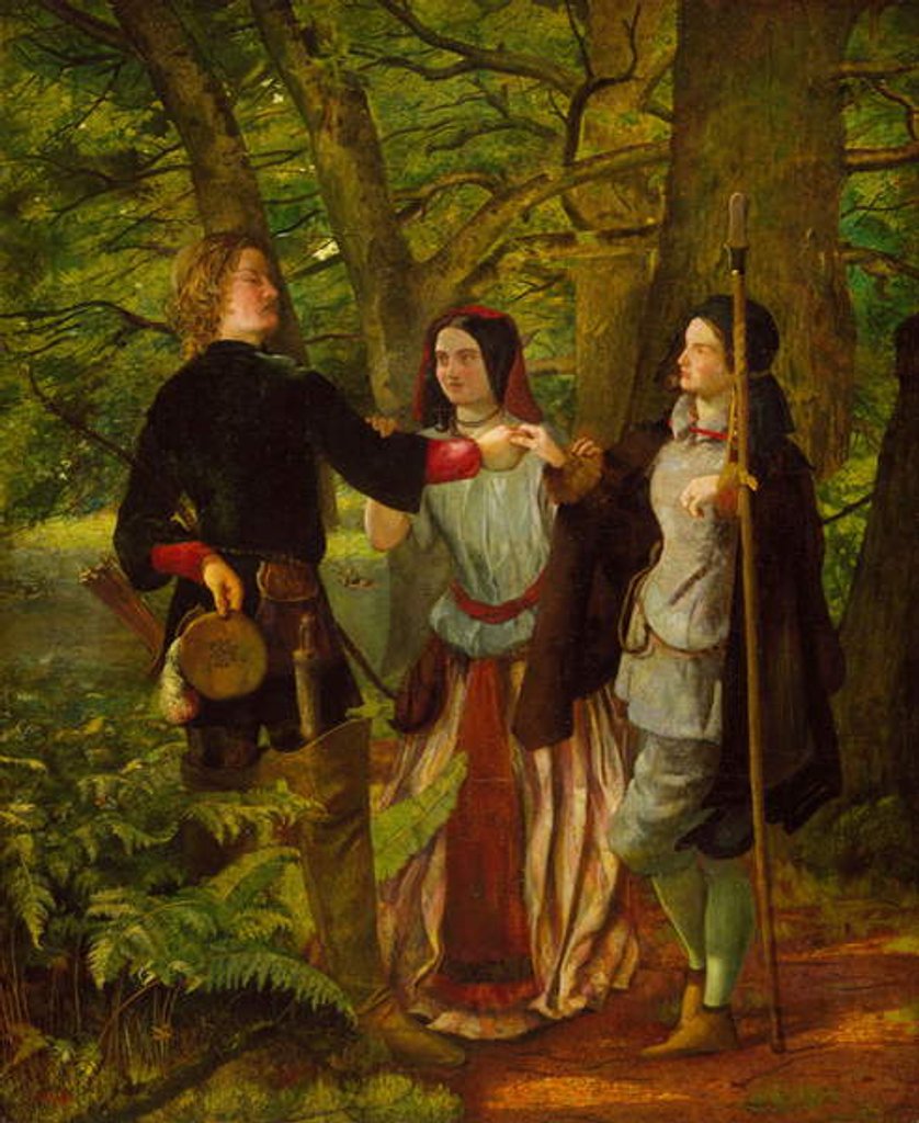 Detail of As You Like It - Act IV Scene I - Rosalind Tutoring Orlando in the Ceremony of Marriage or The Mock Marriage of Orlando and Rosalind, 1850 by Walter Howell Deverell
