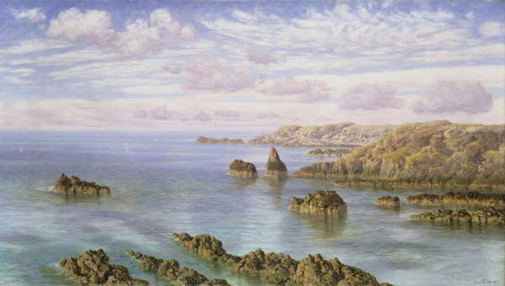 Detail of The Southern Coast of Guernsey, 1875 by John Brett