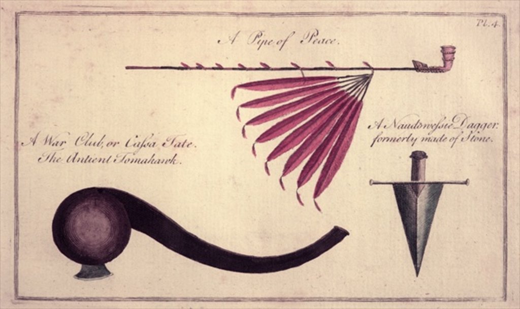 Detail of Ancient tomahawk, peace pipe and dagger, c.1590 by John White