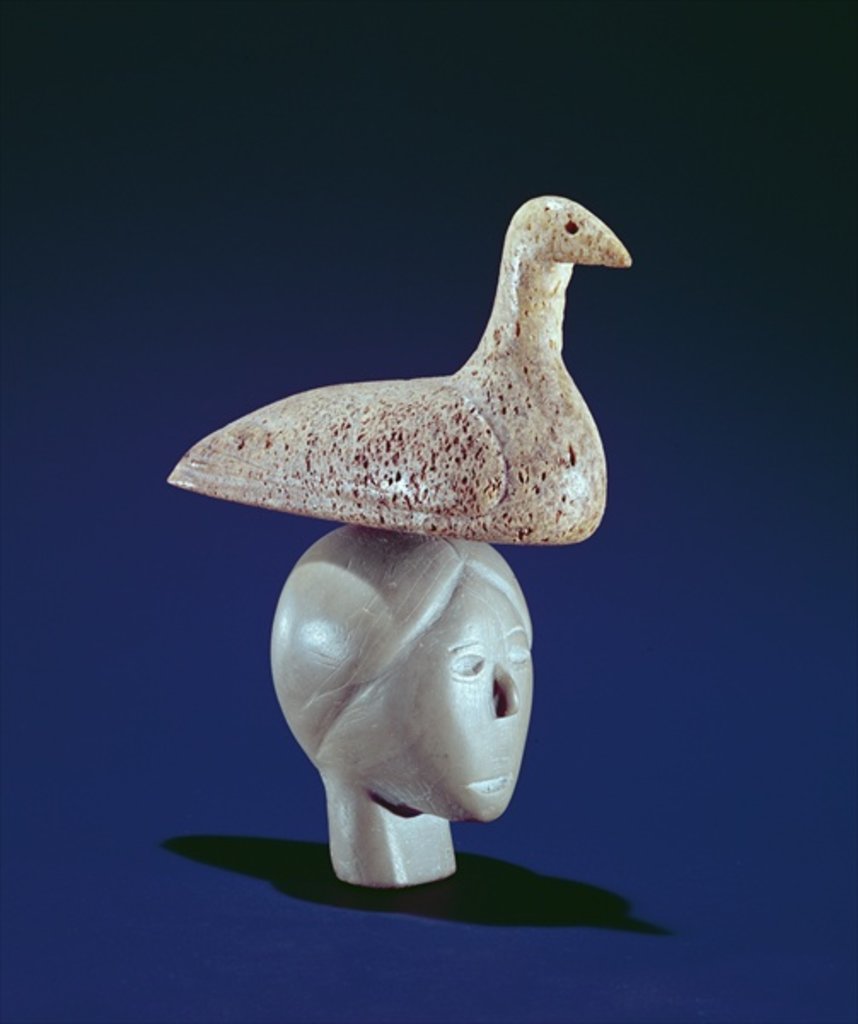 Detail of Woman thinking of a Loon bird, from Cape Dorset by School Inuit