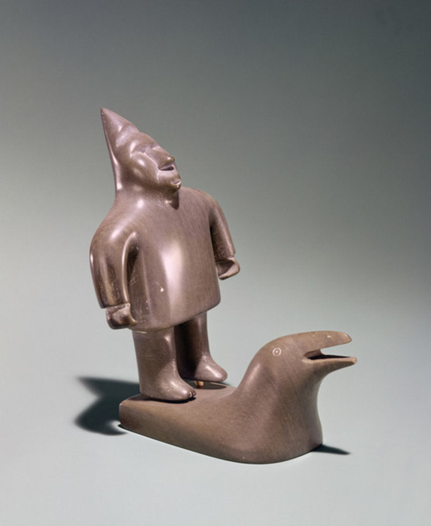 Detail of Mythological figure standing on a whale, from Cape Dorset by School Inuit