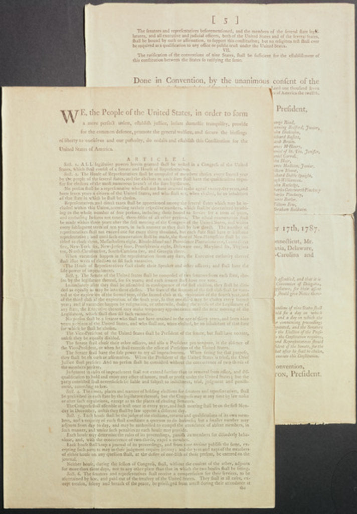 Detail of The United States Constitution, 1787 by American School