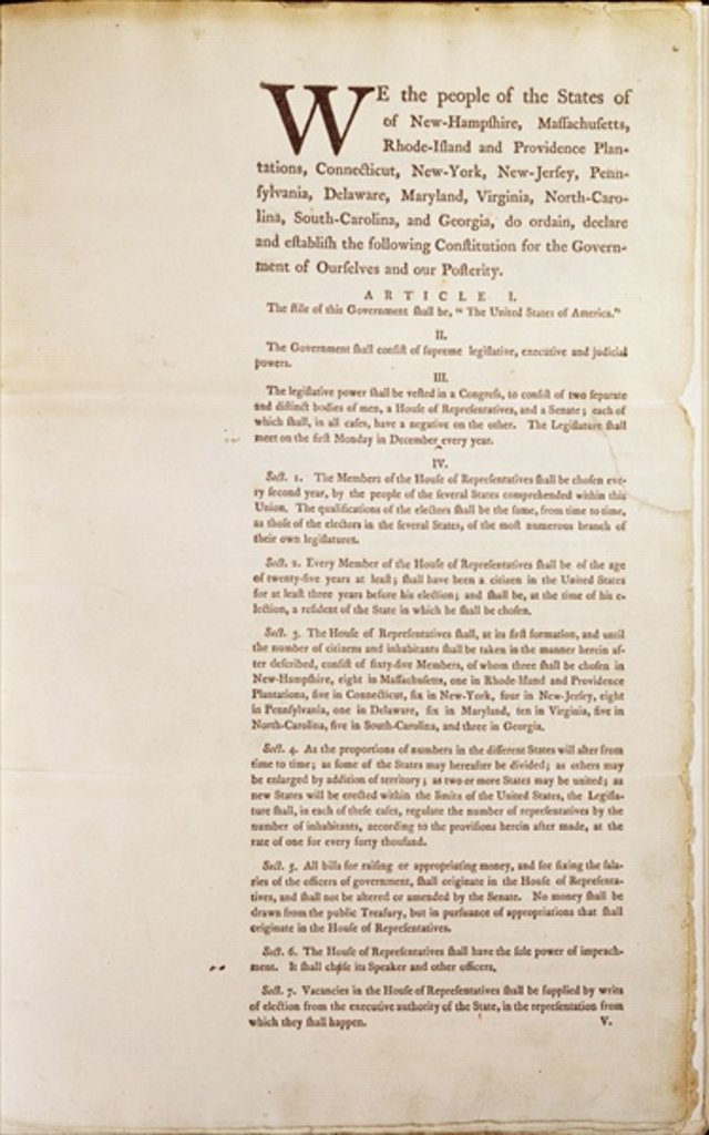 Detail of The United States Constitution, 1787 by American School