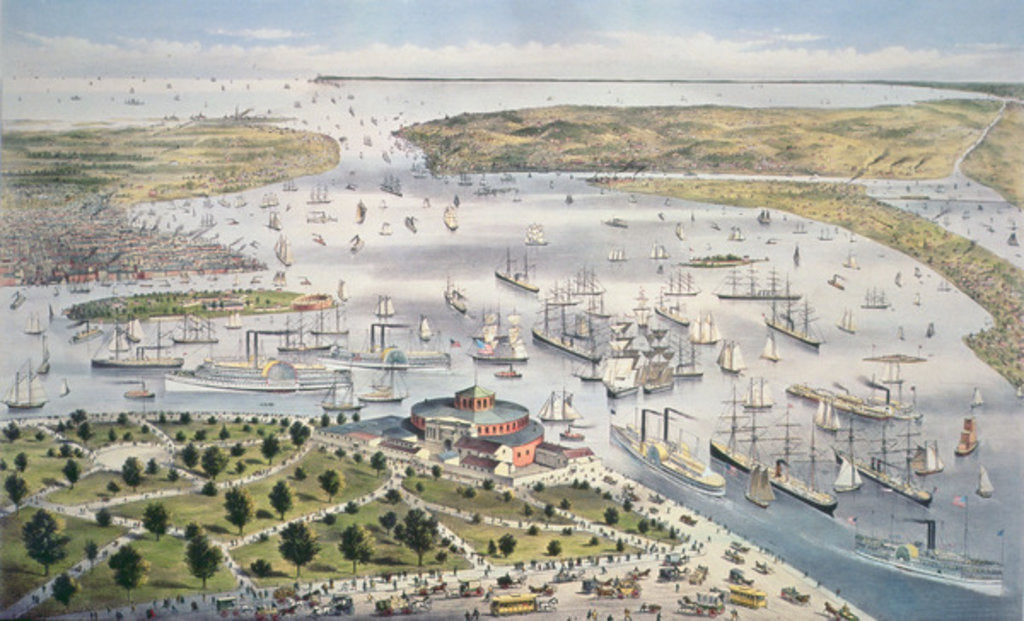 Detail of Port of New York, Looking South, c.1880 by N. and Ives J.M. (1824-95) Currier