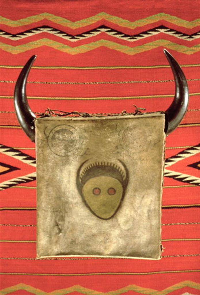 Detail of Navajo buffalo moon blanket by School American