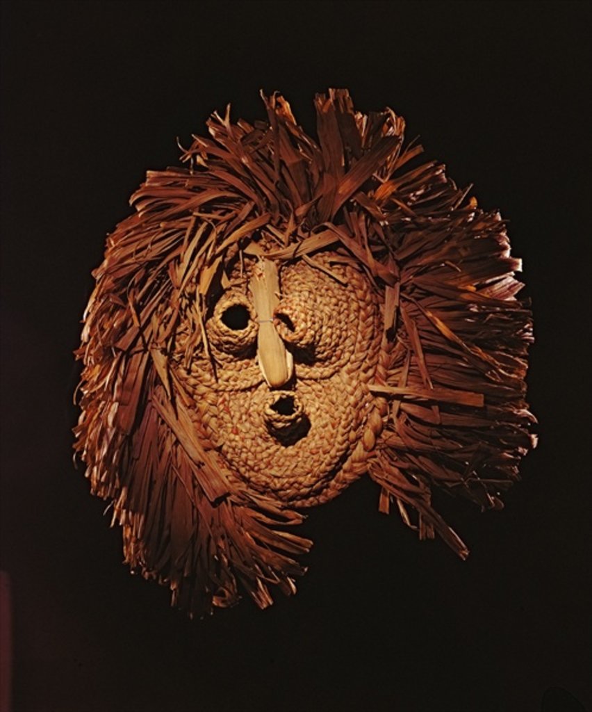 Detail of A Seneca mask used in winter rites by American School
