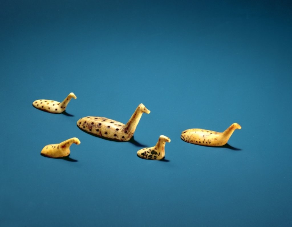 Detail of Inuit shore bird sculptures by School Inuit