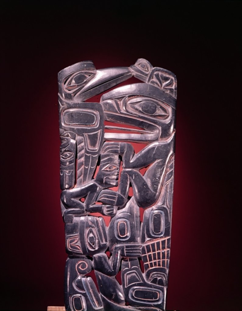 Detail of Haida Raven totem by School Canadian