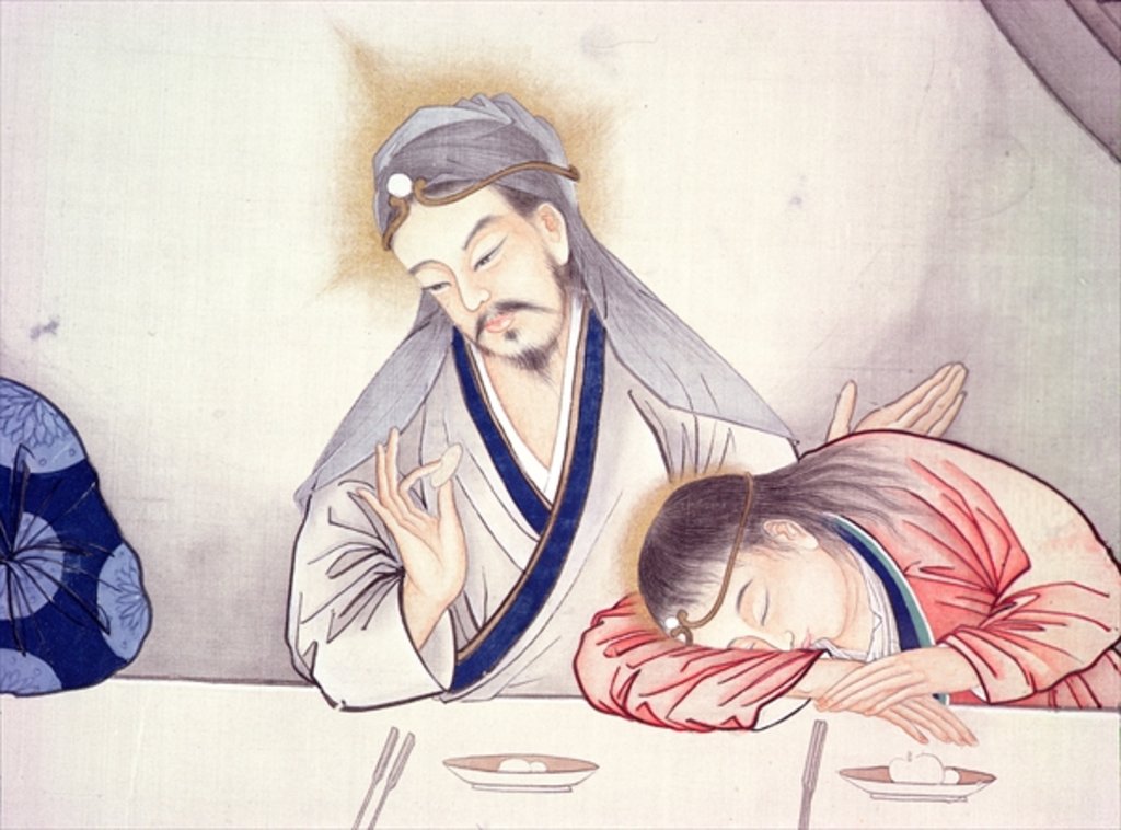 Detail of Last Supper, Christ and St John by School Chinese