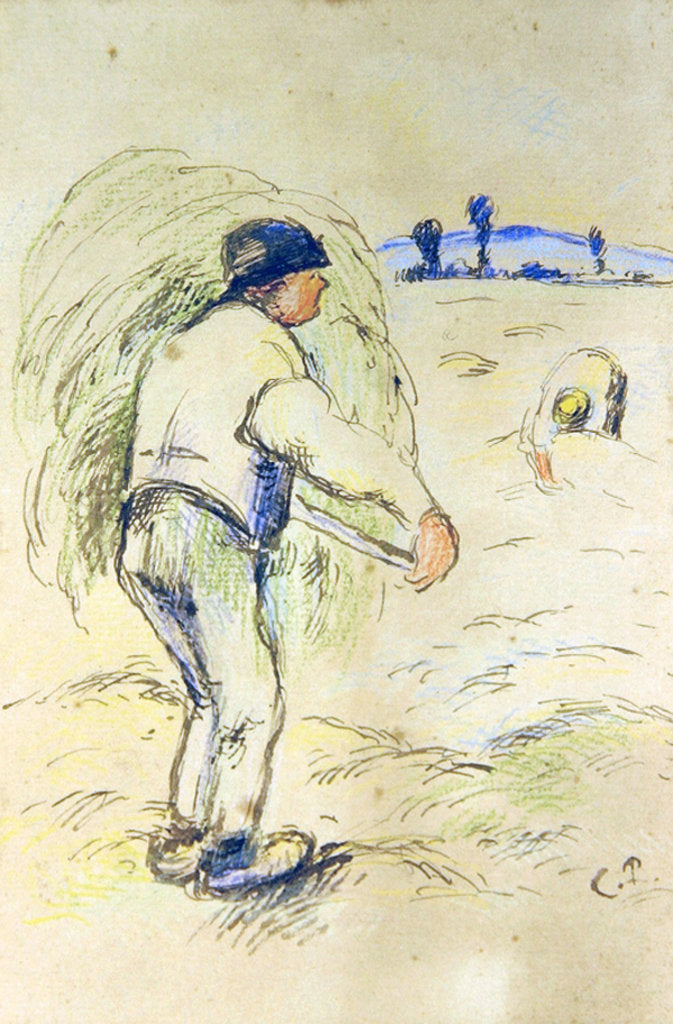 Detail of Peasants haymaking, c.1884 by Camille Pissarro