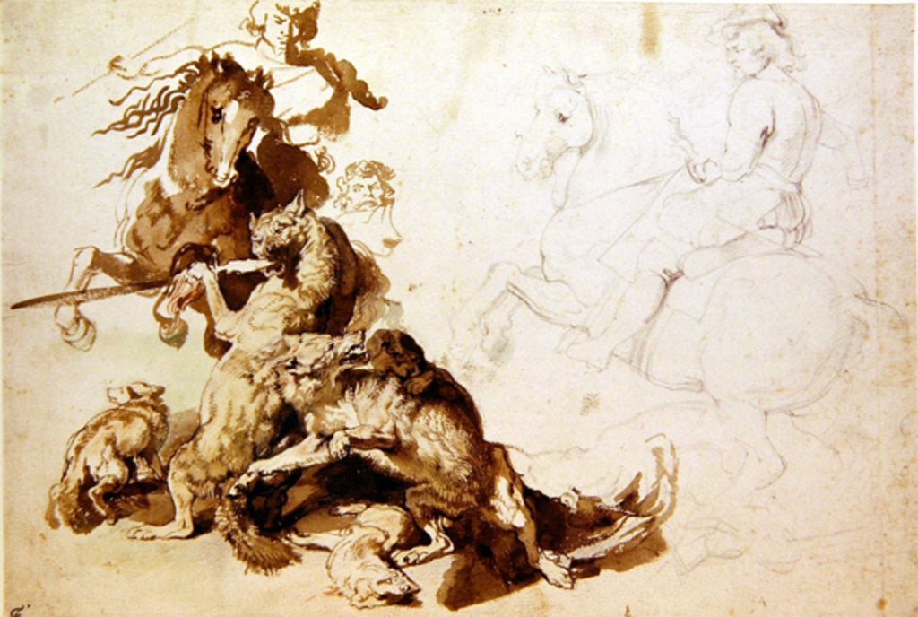 Detail of Sketch for a Wolf Hunt by Peter Paul Rubens