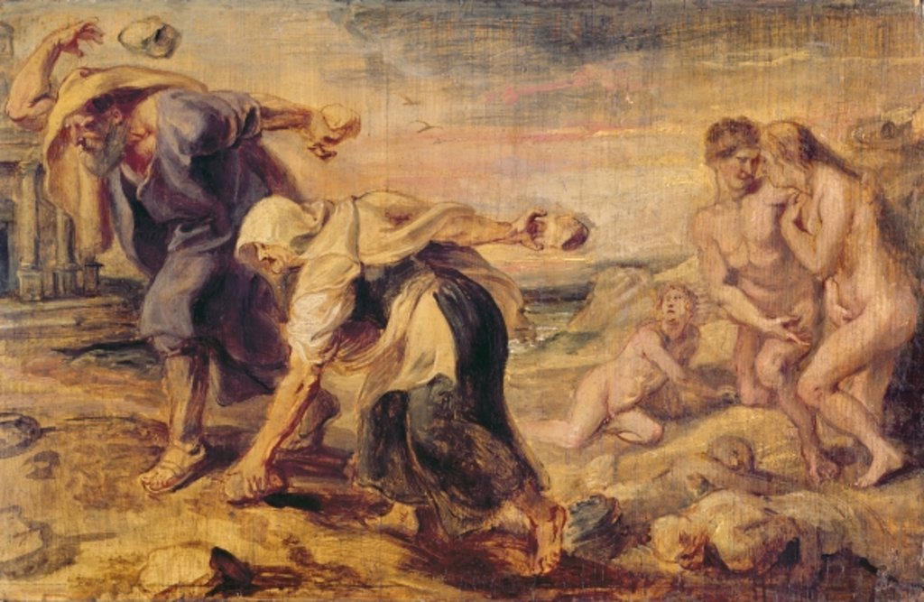 Detail of Deucalion and Pyrrha Repeople the World by Throwing Stones Behind Them, c.1636 by Peter Paul Rubens