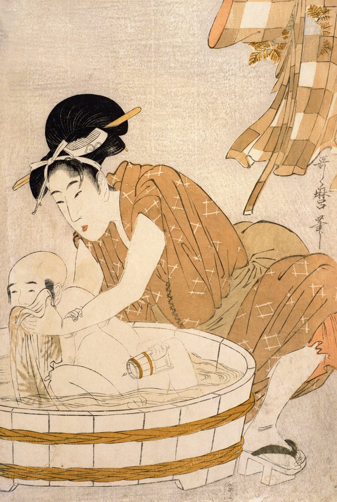 Detail of The Bath, Edo period by Kitagawa Utamaro