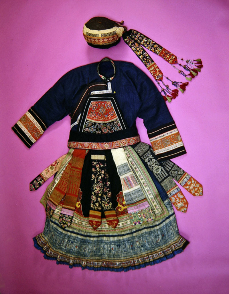 Detail of Woman's Dress and Basketry Hat, Ch'uan Miao by School Chinese