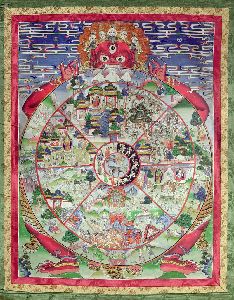 Detail of Dharmachakra, Wheel of Transmigratory Existence by School Tibetan