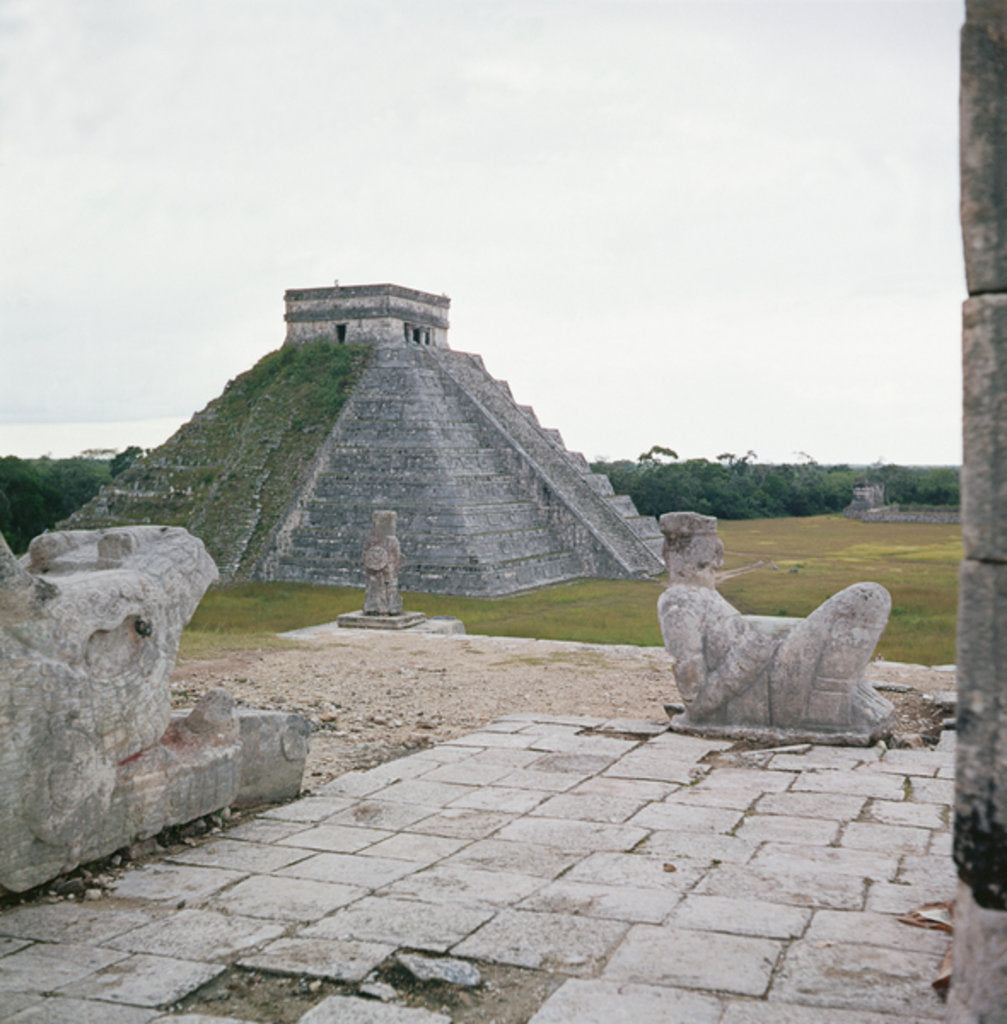 Detail of El Castillo, view from the Temple of Warriors, showing Chacmool by Mayan Mayan