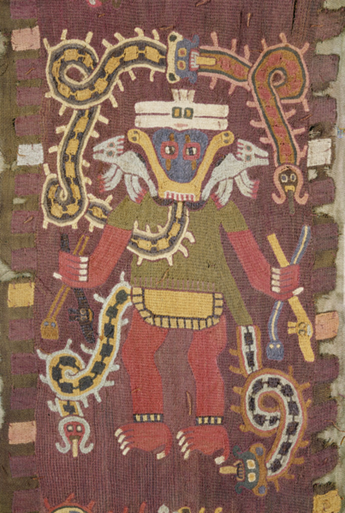 Detail of Woollen Mythological figure, Paracas Tribe by School Peruvian