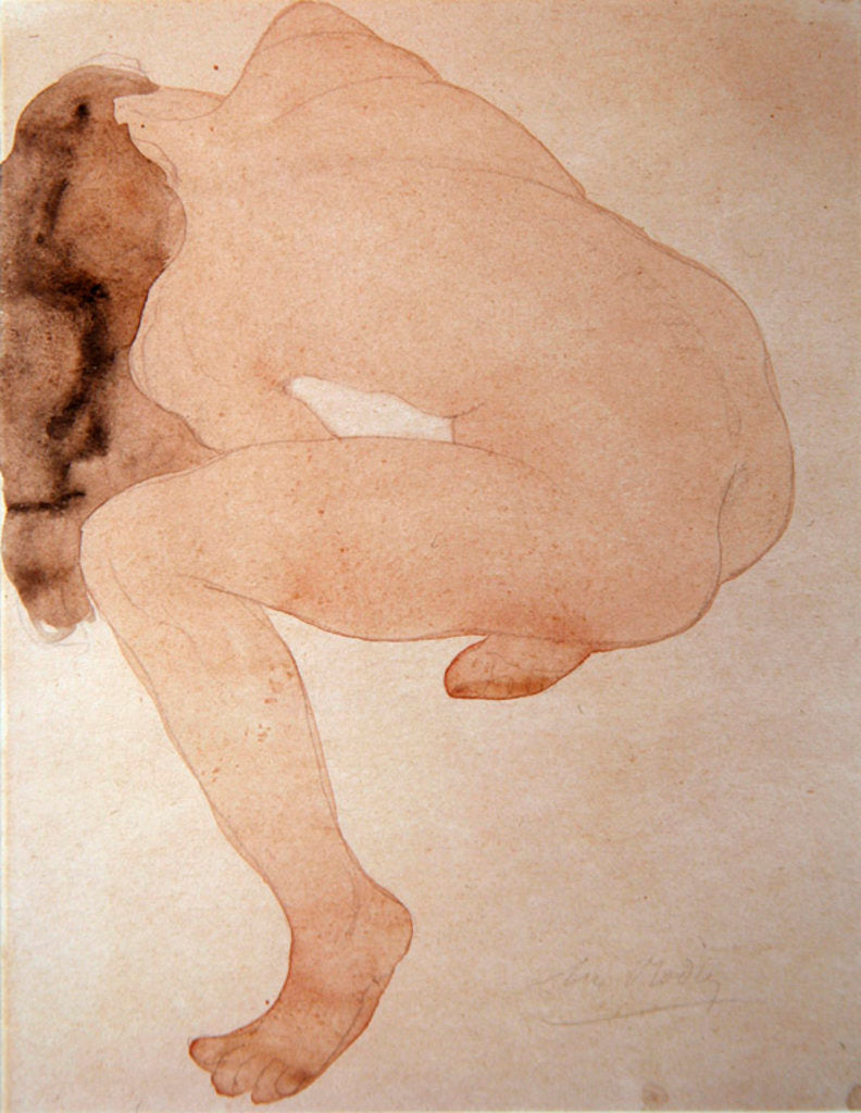 Detail of Seated nude bending over by Auguste Rodin