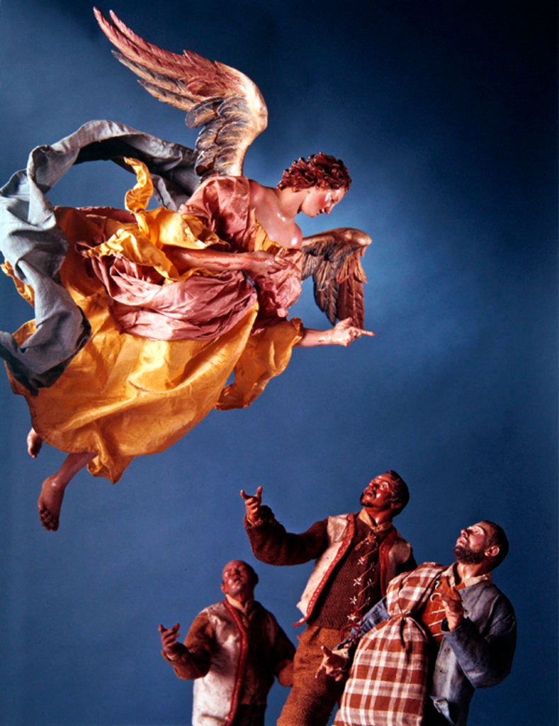 Detail of Angel and shepherds by Neapolitan School