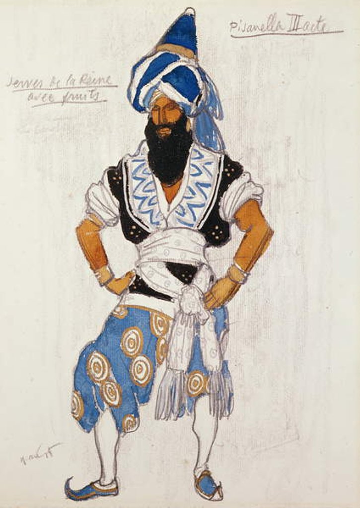 Detail of Queen's servant costume design for 'Pisanella', 1913 by Leon Bakst