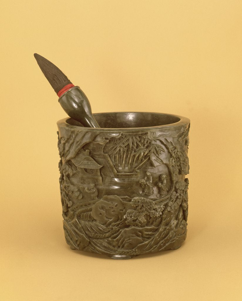 Detail of Scholar's brush holder and brush, Qianlong Period by School Chinese