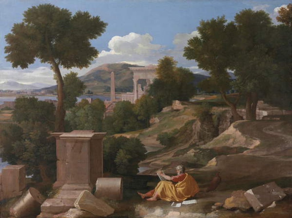 Detail of Landscape with Saint John on Patmos, 1640 by Nicolas Poussin