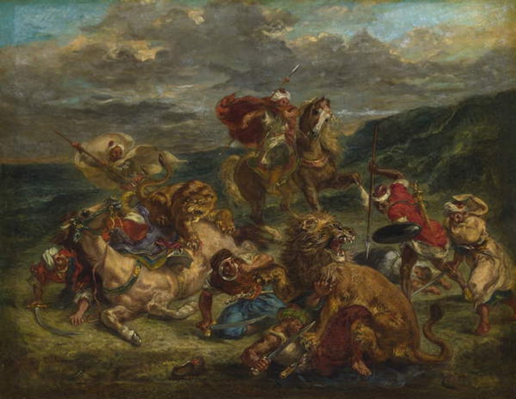 Detail of Lion Hunt, 1860-61 by Ferdinand Victor Eugene Delacroix