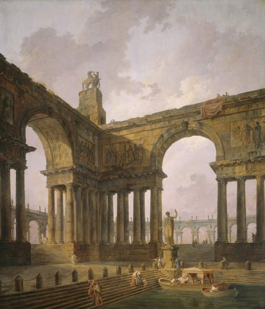 Detail of The Landing Place, 1787-88 by Hubert Robert