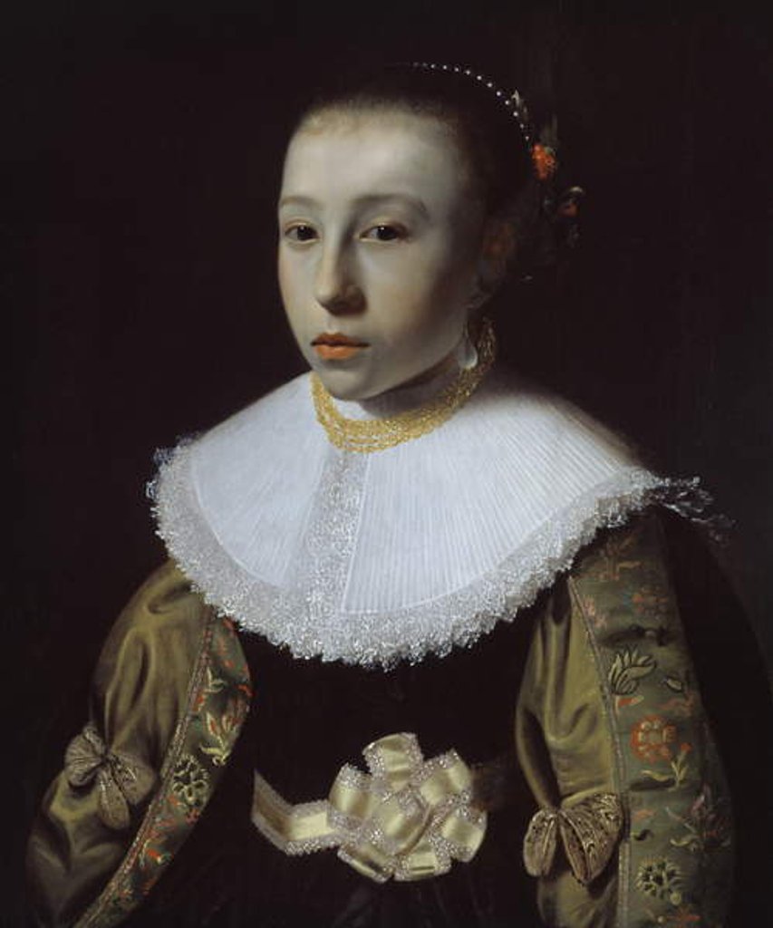 Detail of Portrait of a Young Girl, 1633-35 by Pieter (attr.to) Dubordieu
