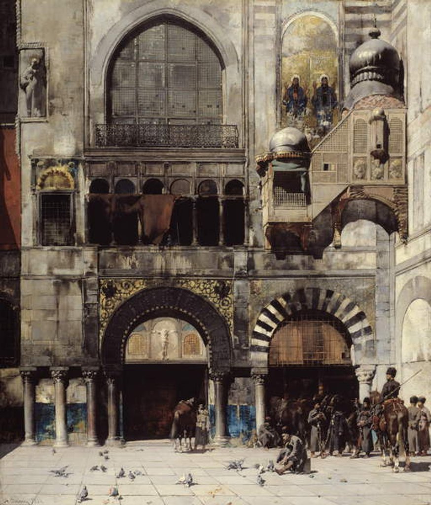 Detail of Circassian Cavalry Awaiting their Commanding Officer at the Door of a Byzantine Monument, Memory of the Orient, 1880 by Alberto Pasini