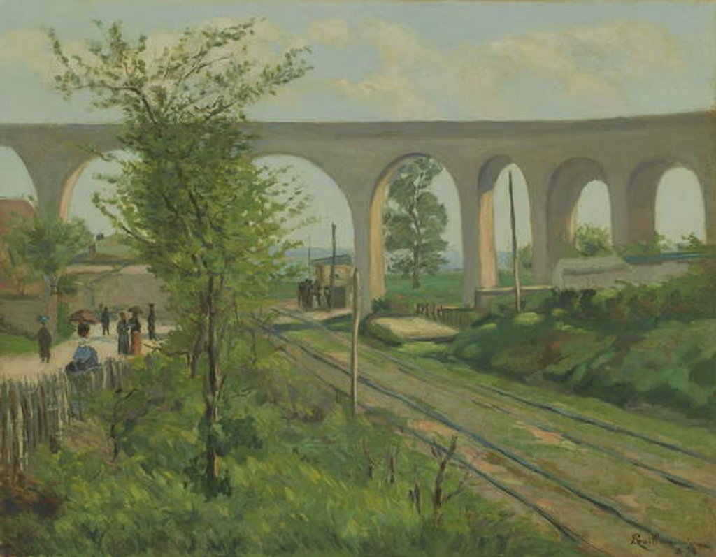 Detail of The Arcueil Aqueduct at Sceaux Railroad Crossing, 1874 by Jean Baptiste Armand Guillaumin