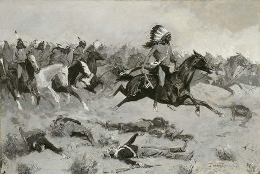 Detail of Rushing Red Lodges Passed through the Line, c.1900 by Frederic Remington