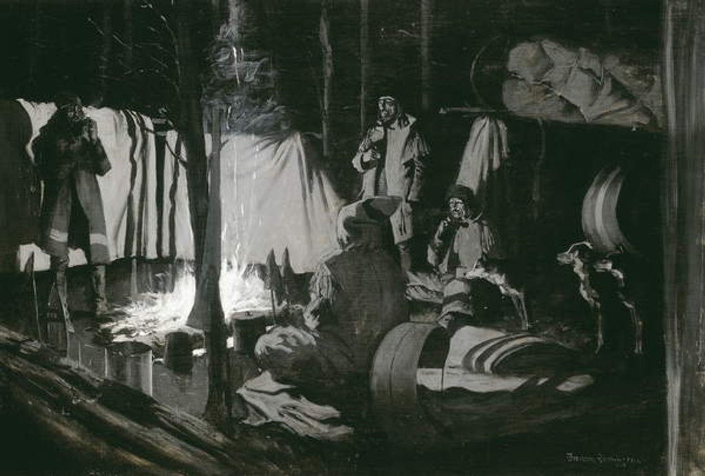 Detail of First and Best Camp of the Trip, 1895 by Frederic Remington