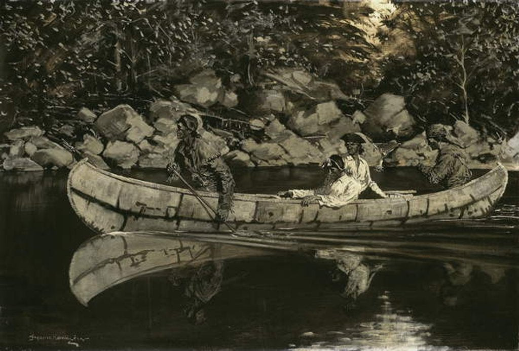 Detail of Paddling the Wounded British Officer, 1897 by Frederic Remington