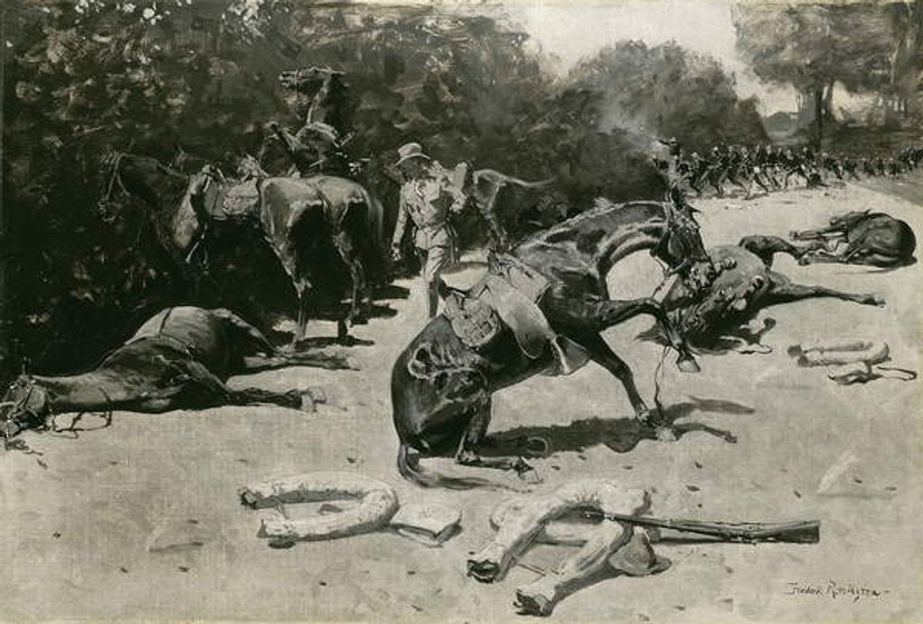 Detail of How the Horses Died for Their Country at Santiago, 1899 by Frederic Remington