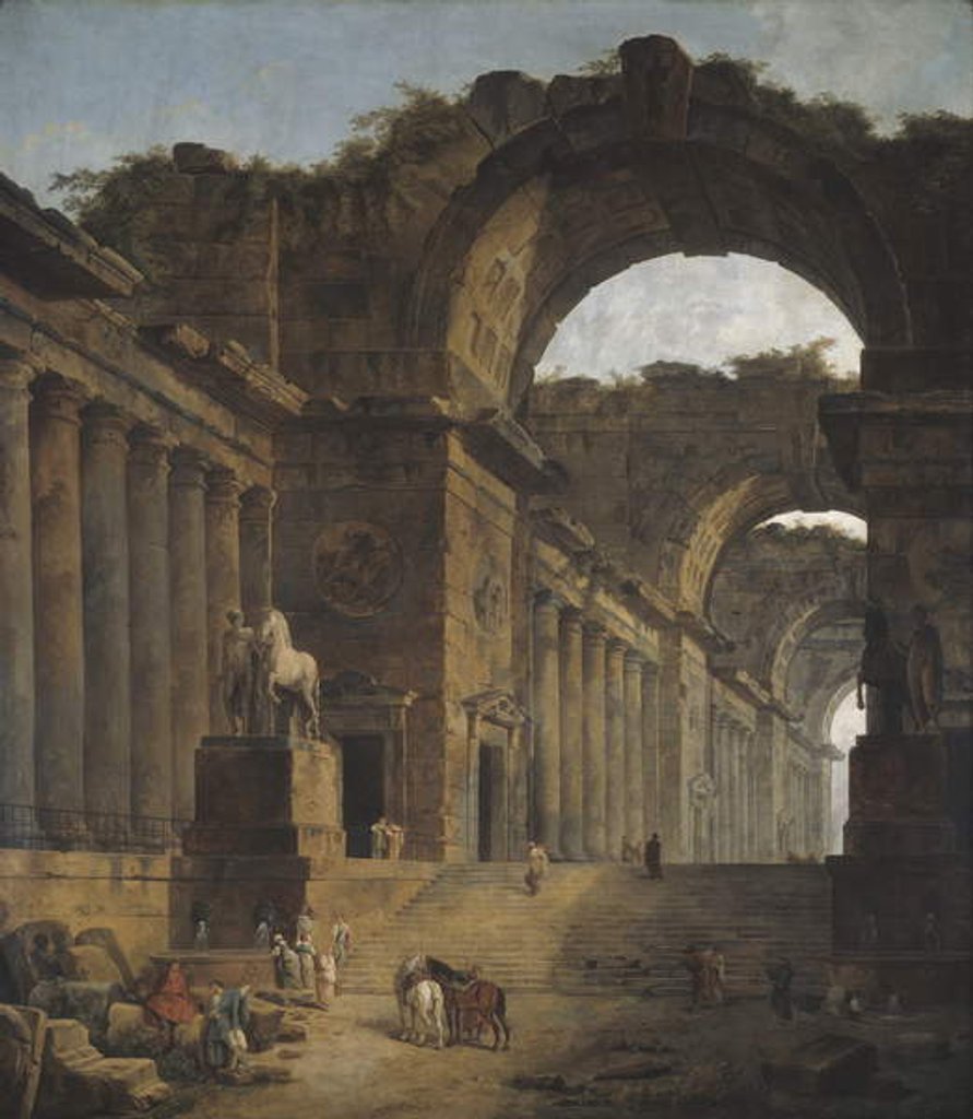 Detail of The Fountains, 1787-88 by Hubert Robert