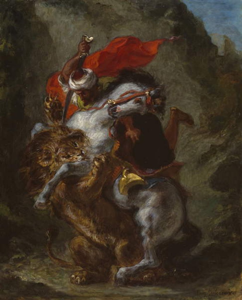 Detail of Arab Horseman Attacked by a Lion, 1849-50 by Ferdinand Victor Eugene Delacroix