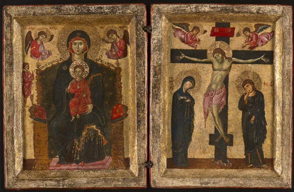 Detail of Diptych with the Virgin and Child Enthroned and the Crucifixion, 1275-80 by Levantine School