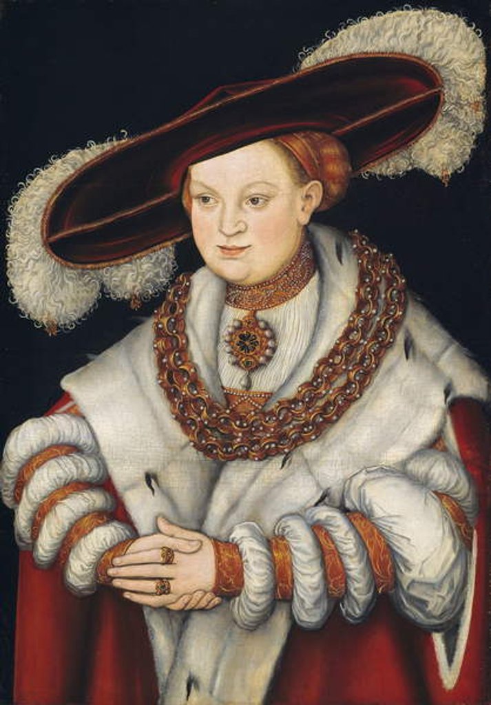 Detail of Portrait of Magdalena of Saxony, Wife of Elector Joachim II of Brandenburg, c.1529 by Lucas the Elder Cranach