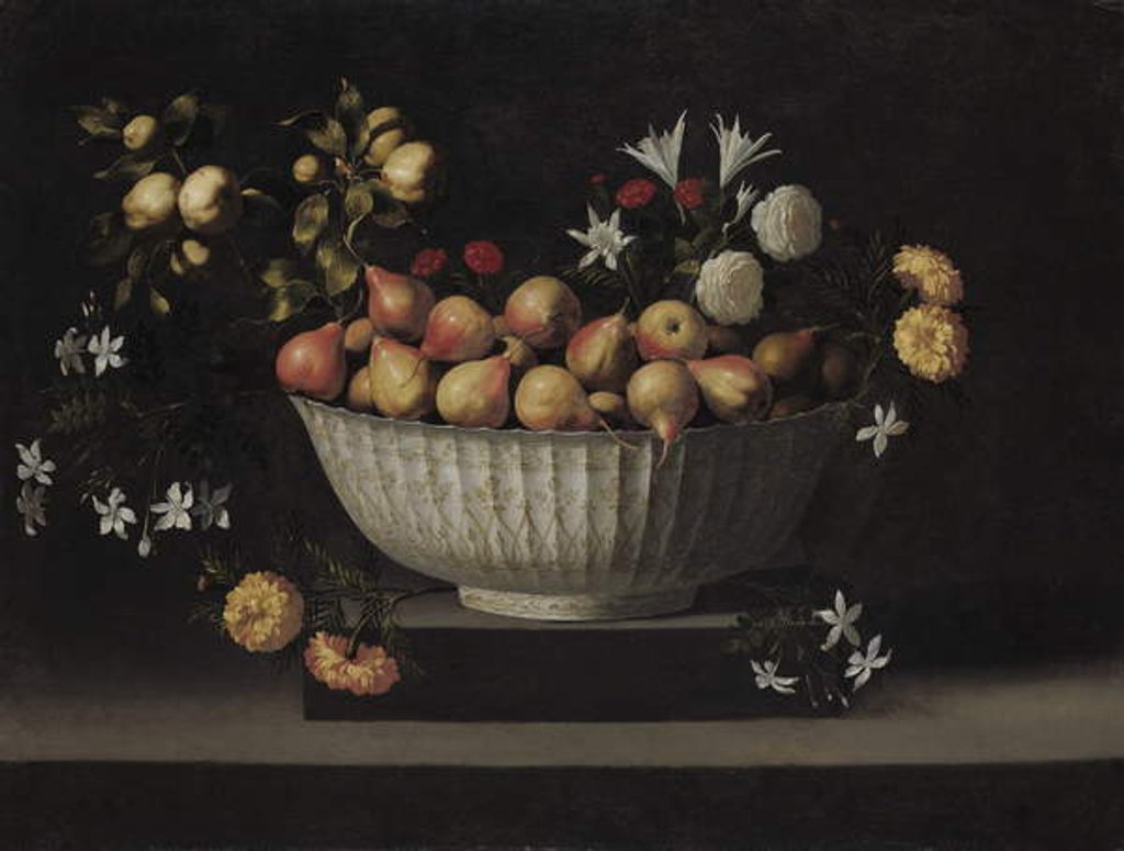 Detail of Flowers and Fruit in a China Bowl, c.1645 by Juan de Zurbaran