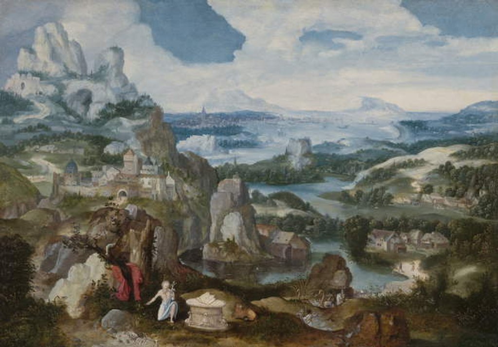 Detail of Landscape with the Penitent Saint Jerome, 1530-40 by School Antwerp