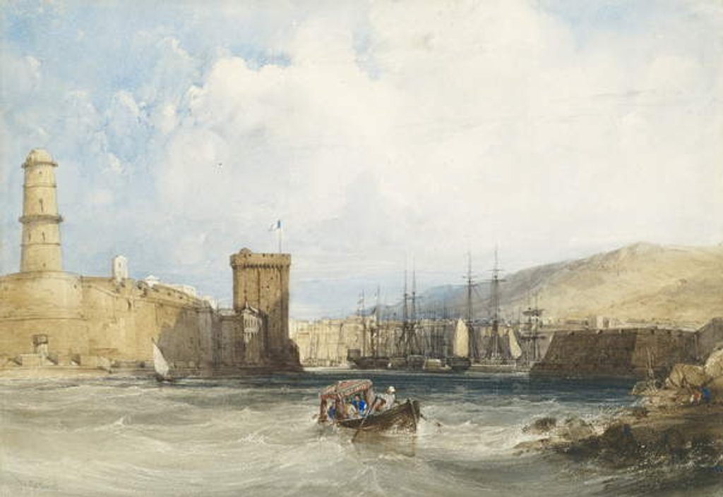 Detail of The Entrance to the Harbour of Marseilles, c.1838 by William Callow
