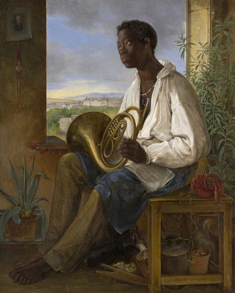 Detail of Portrait of a Gardener and Horn Player in the Household of the Emperor Francis I, 1836 by Albert Schindler