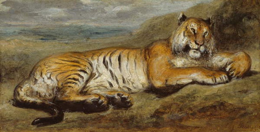 Detail of Tiger Resting, c.1830 by Pierre Andrieu