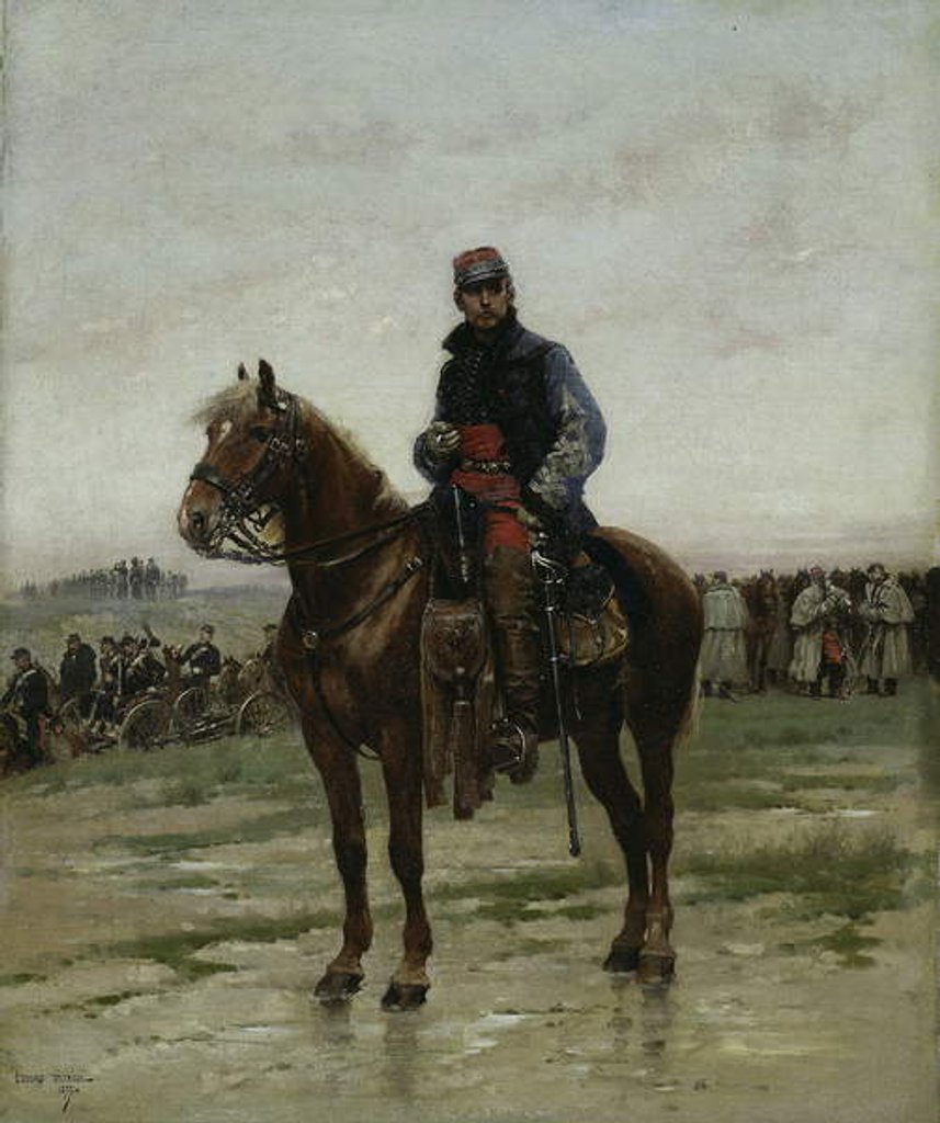 Detail of A Mounted Officer, 1877 by Jean-Baptiste Edouard Detaille