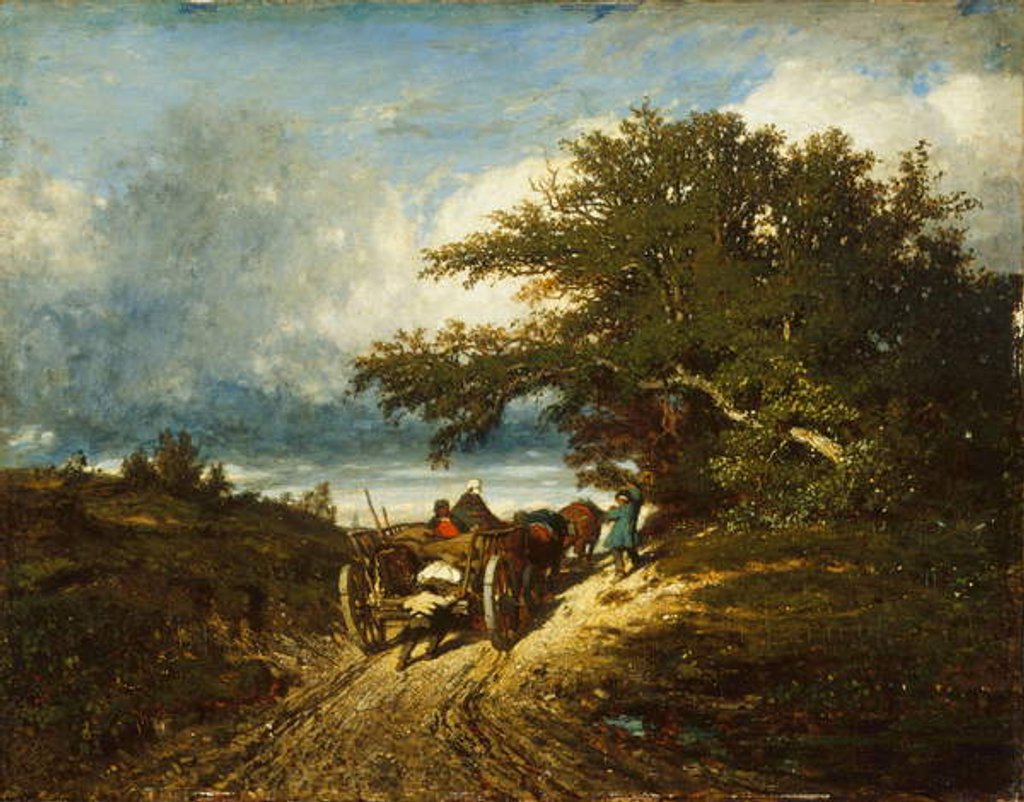 Detail of On the Road, 1856 by Jules Dupre