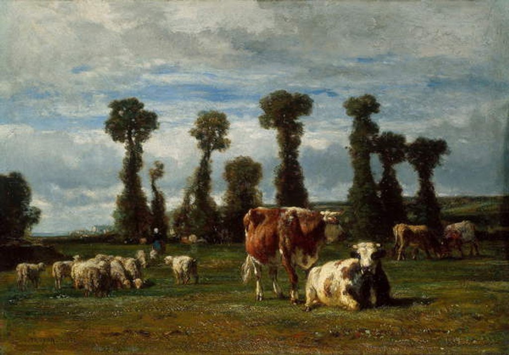 Detail of Pasture in Normandy, 1852 by Constant-Emile Troyon